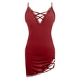 thumbnail image 6 of Womens Nightgown V Neck Lace Full Side Split Chemise Sleepwear Red L, 6 of 9
