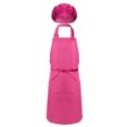 thumbnail image 2 of YONGHS Kids Unisex Chef Adjustable Aprons and Hat Costume Set for Kitchen Cooking Baking Painting Rose Red S, 2 of 7