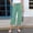 Green cotton linen capri pants for women a1, variant on Cagogo Women Plus Size Capri Pants Cotton Linen Elastic Waist Flowy Loose Casual Cropped Palazzo Trousers Solid Summer Beach Lounge Pants, Light Blue 2XL