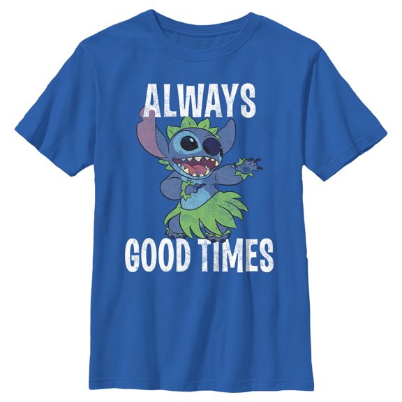 Boy's Lilo & Stitch Always Good Times  Graphic Tee Royal Blue Small