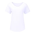 thumbnail image 5 of Outfmvch t shirts for women Casual Cotton And Linen Solid Short Sleeves T Shirt womens tops shirts for women White, 5 of 9