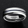 thumbnail image 2 of Wedding Rings For Men or Women. 6mm Silver Tungsten Wedding Band Blue Line, 2 of 4