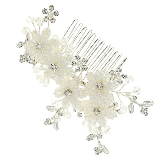 Homoyoyo Elegant Flower Beaded Side Comb Zinc Alloy Hair Accessory for Brides Weddings and Special Occasions