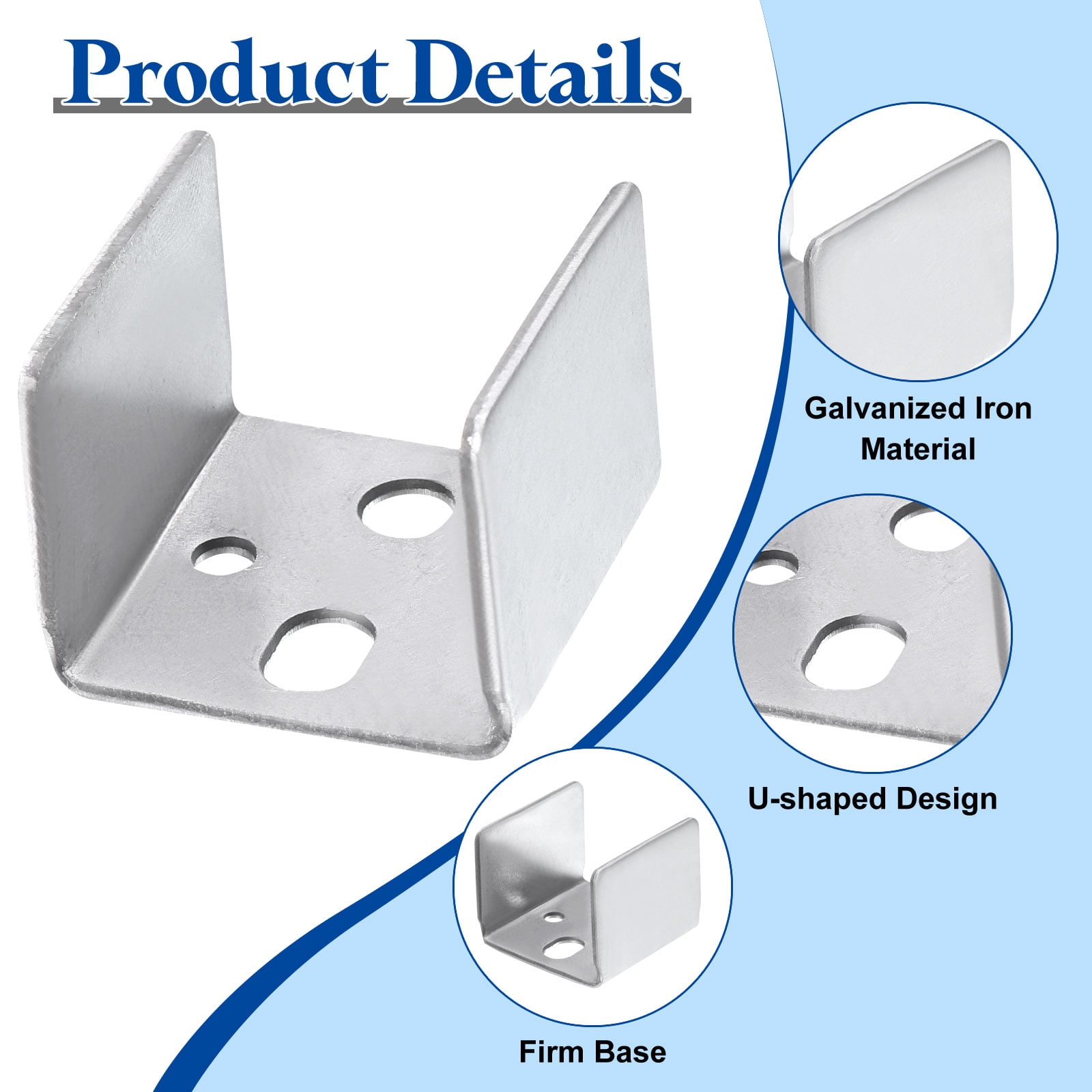 20pcs U Bracket for 1.46" Panels, 36x37x28mm Metal U Shaped Fasteners Brackets