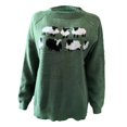 thumbnail image 4 of Women's Fair Isle Knit Pullover Sweater Casual Oversized Crewneck Vintage Cute Striped Long Sleeve Jumper Tops Mint Green L, 4 of 5