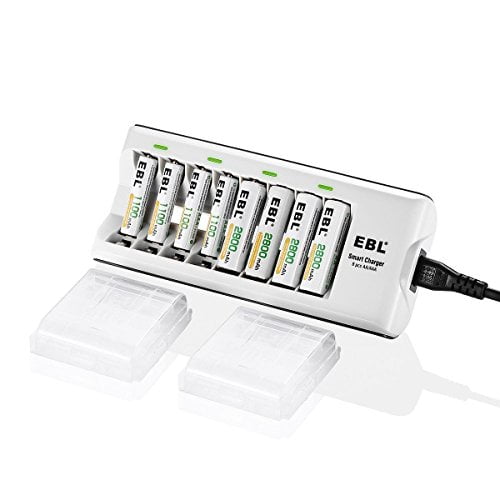Chargeur EBL avec Batteries - Chargeur de Batterie 8Bay et Batteries AA  2.800mah (4Pcs) et Piles Rechargeables AAA (4Pcs) - Piles Durables et de  Longue Durée 