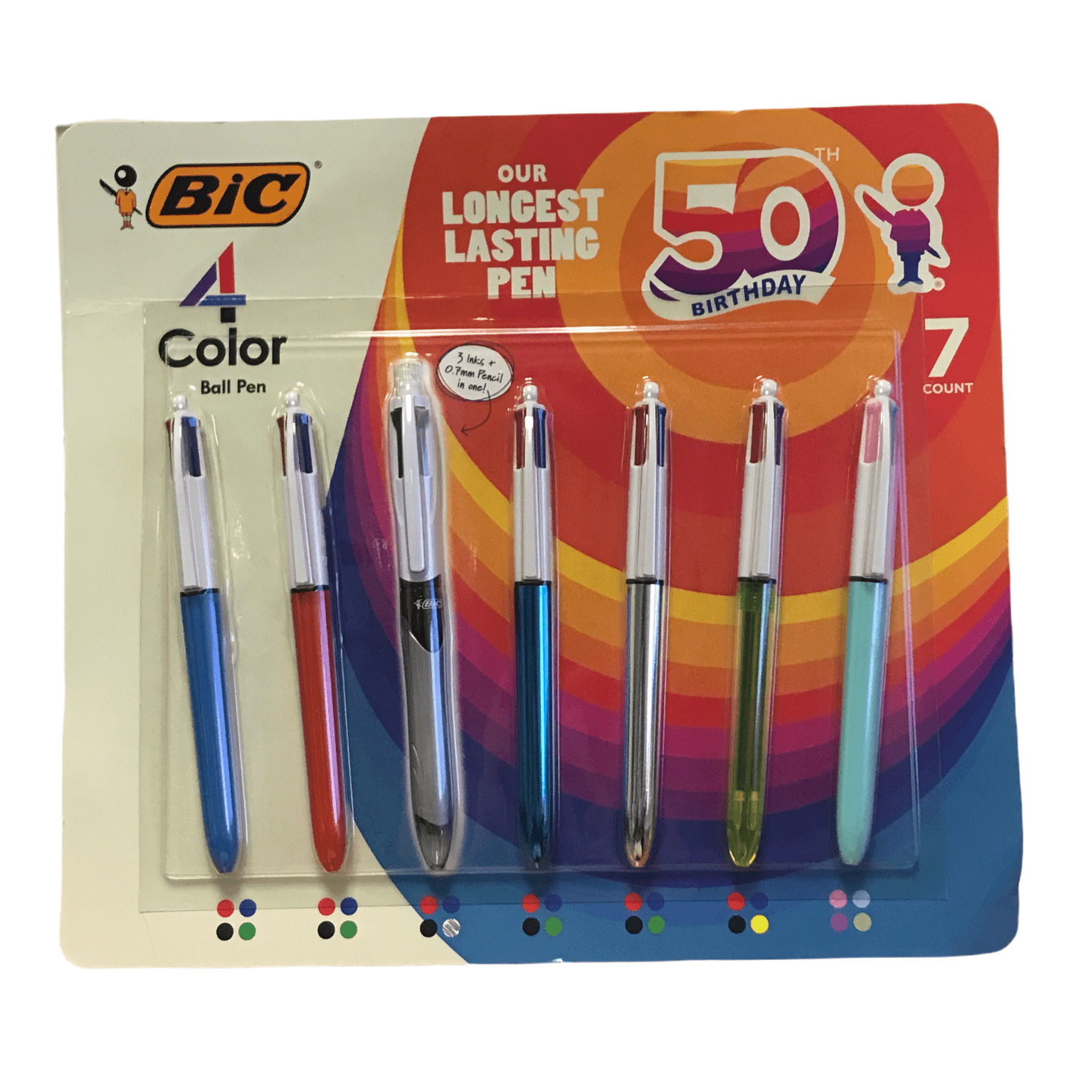 MMXP11 - Ast BIC 4-Color Ball Point Pen 6 Total Six 1 Count Packs