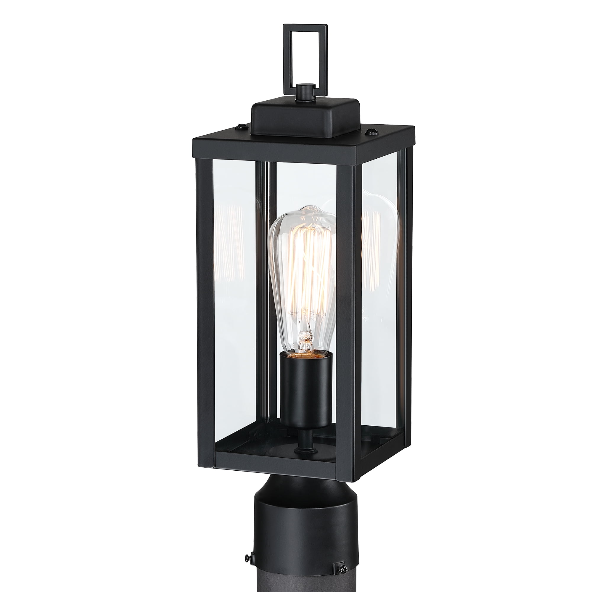 Faymart Lighting 1-light Matte Black Outdoor Post Light Kits Head with Clear Glass Shade S - Black