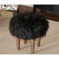 thumbnail image 3 of Linon Samarina Faux Flokati Stool, Black, 15 inch Seat Height, 3 of 3