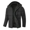 thumbnail image 4 of Daznico Jackets for Men,Men's Solid Color Lined Thickened Outdoor Jacket with Detachable Hood for Autumn and Winter.,Mens Winter Coats,Size:5XL, 4 of 5