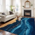thumbnail image 2 of 8'x10' Area Rugs, Navy Blue Indoor Outdoor Area Rug for Living Room Bedroom, Modern Abstract Luxury Golden Washable Bathroom Rugs Kitchen Floor Carpet Mats Home Decor Aesthetic, 2 of 8