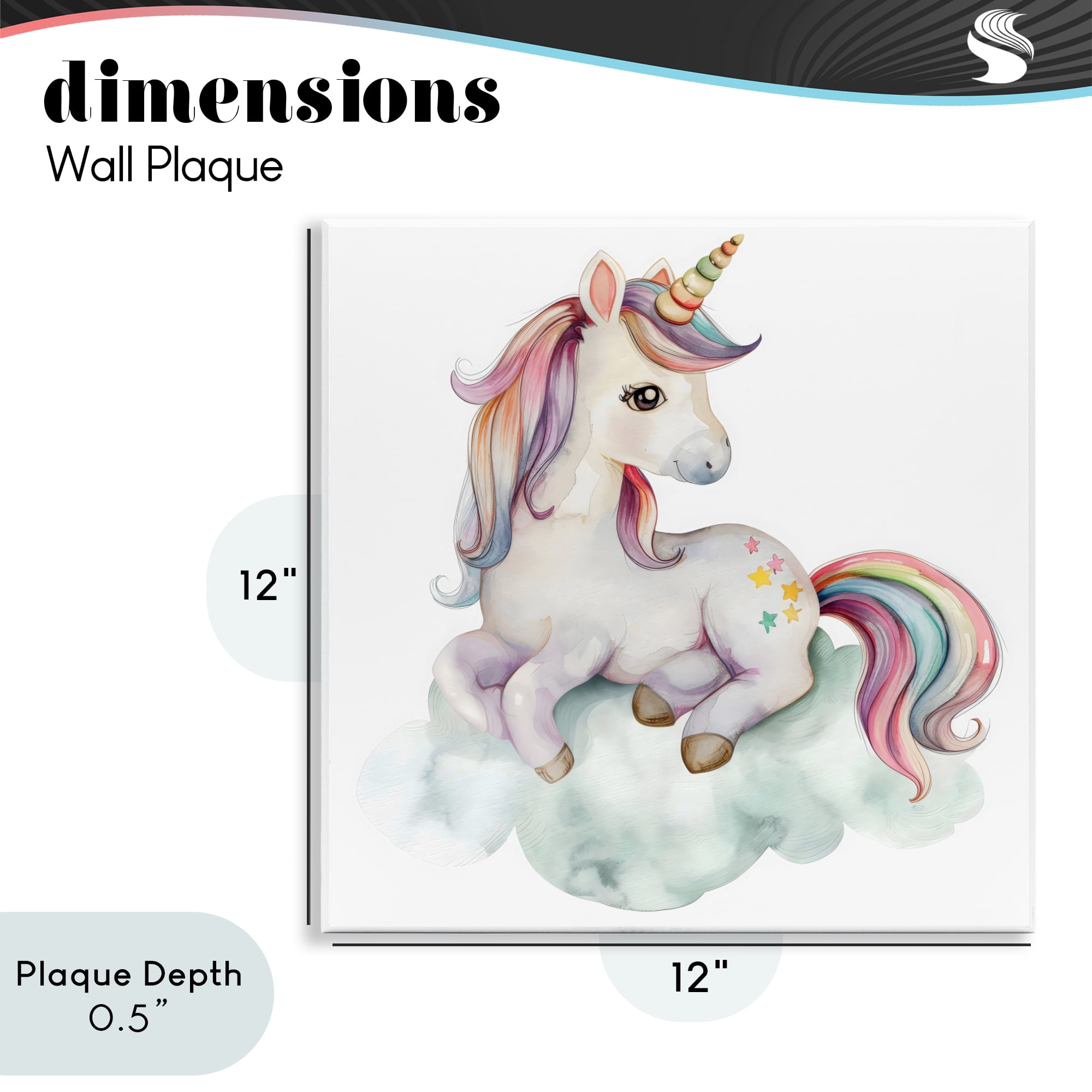 Stupell Industries Rainbow Unicorn on Cloud Wall Plaque Art, design by Creative Studio