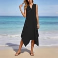thumbnail image 2 of Admvng Womens Dress V Neck Sleeveless Asymmetrical Hem Summer Comfy Dress, 2 of 8
