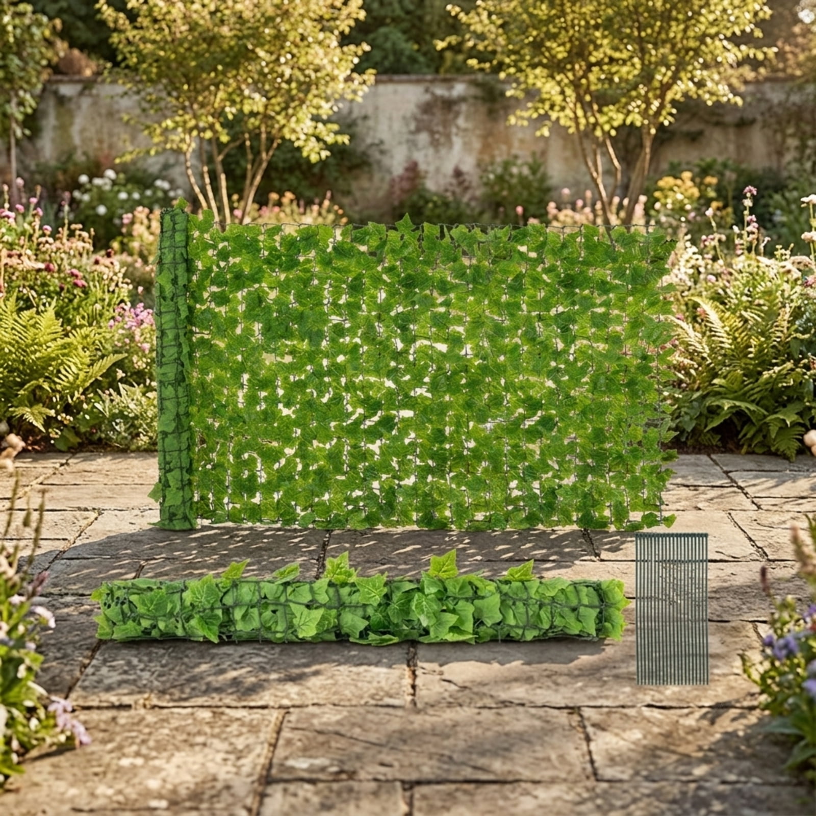 Vebreda Artificial Plant Decor, 120 x 40 Inch Artificial Ivy Privacy Fence Faux Ivy Vines Covering, Large 3D Lifelike Ivy Hedge