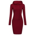 thumbnail image 4 of Skymirror Solid Color Women Long Sleeve Pocket Bodycon Hooded Sweatshirt Hoodies Dress, 4 of 7