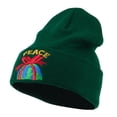 thumbnail image 2 of Christmas World Peace Embroidered Beanie - Green OSFM, 2 of 5