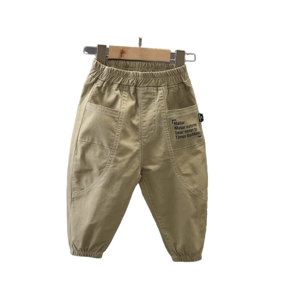 LYMAYTER Toddler Cargo Pants Boys Elastic Waist Comfortable Lightweight Spring Summer Trousers 2-9Y
