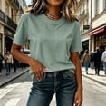 thumbnail image 7 of Admvng Women's Striped T-Shirt Crew Neck Short Sleeve Casual Solid Basic Tee Tops, 7 of 7