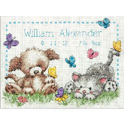 Pet Friends Baby Birth Record Counted Cross Stitch Kit, 12