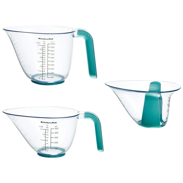 Set de 3 jarras medidoras KitchenAid Gourmet, sin BPA, color Aqua Sky