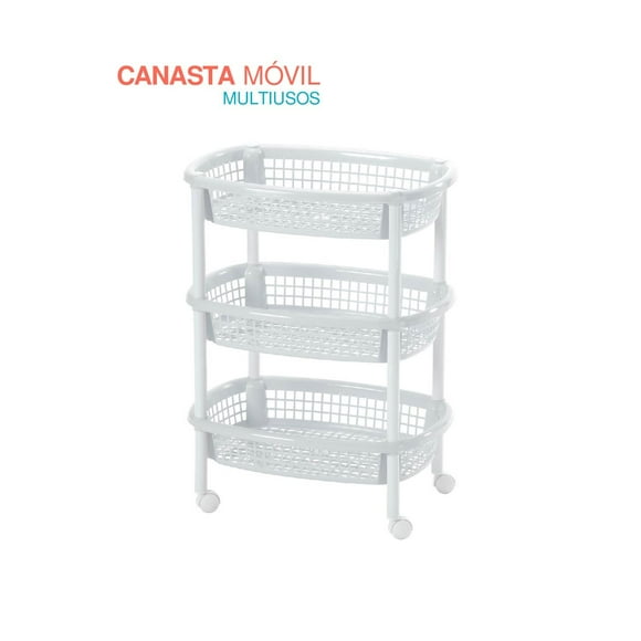 Carrito Organizador 3 niveles Estante Movil Multiusos Pido Todo CMO01WH