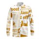 thumbnail image 1 of Camisa de manga larga con cierre de botón estampado de periódico, camisa con cuello unisex para uso diario informal, 1 of 2