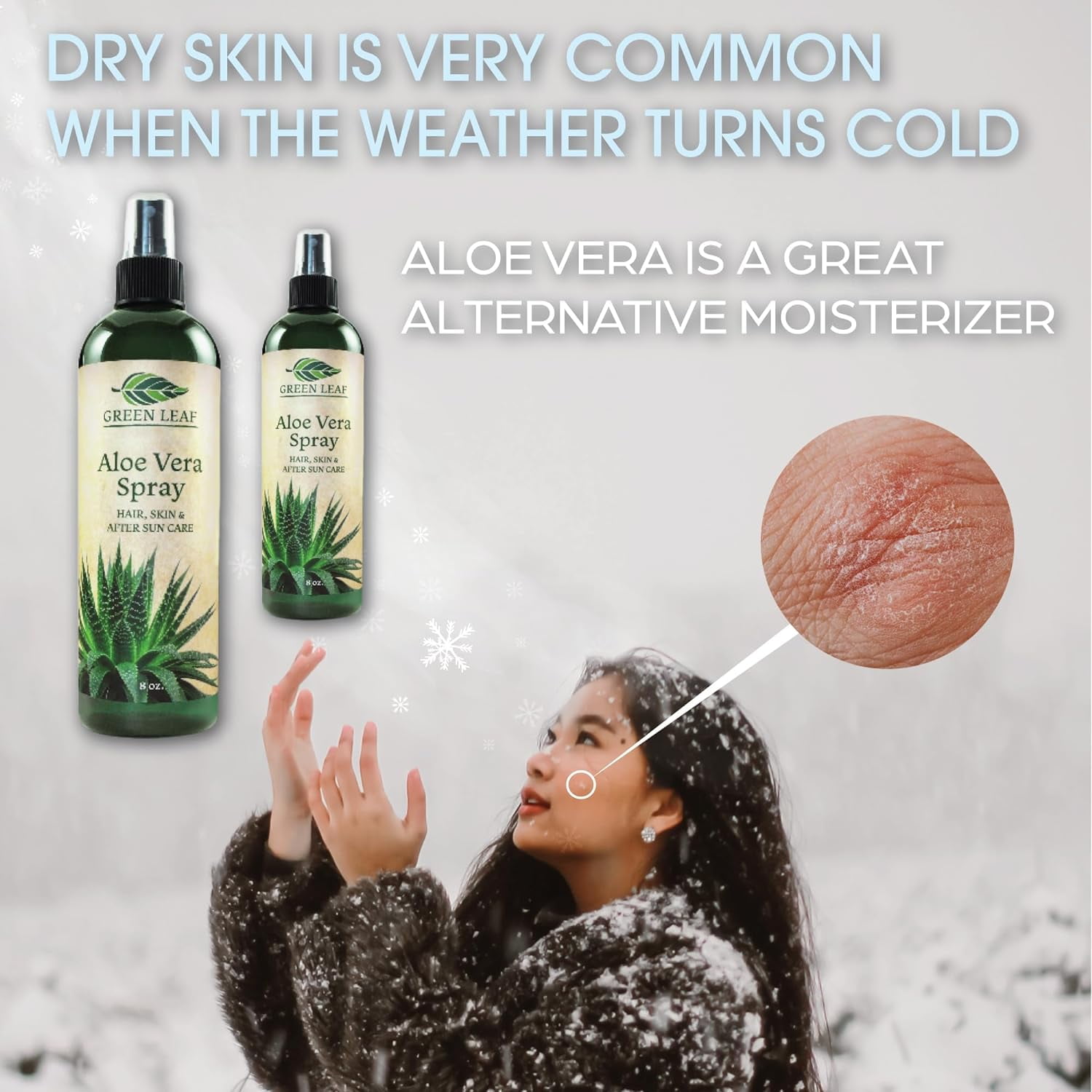 Green Leaf Aloe Vera Spray 99 Pure Cold Pressed Aloe Vera Juice for Hair Skin Face Moisturizer Fast Absorption After Sun Care Sunburn Relief Solar Recovery Spray 8oz Aloevera Body Spray