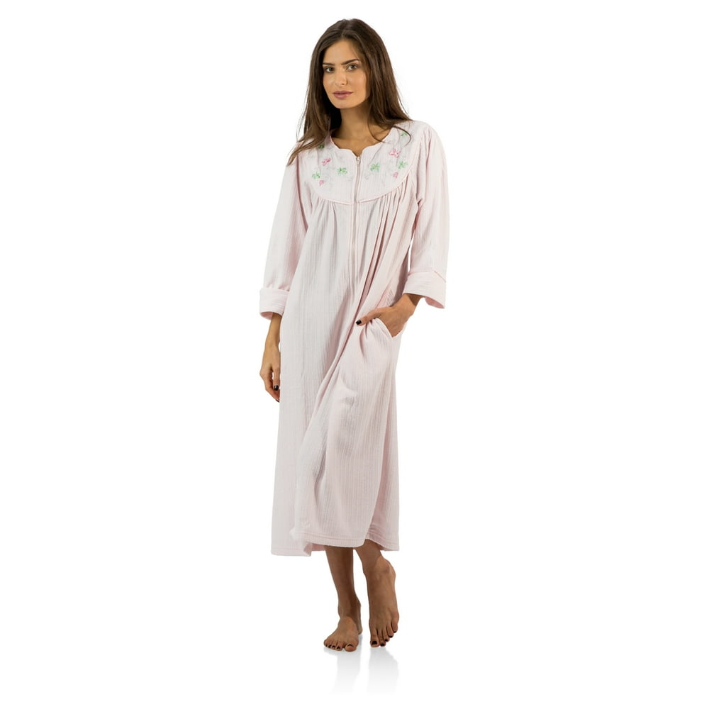 Casual Nights Casual Nights Women's Zipper Front Jacquard Fleece Long