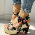 thumbnail image 2 of Dakaela Womens Espadrilles Wedges Sandals Open Toe Platform Heels Summer Dress Walking Shoes, 2 of 6