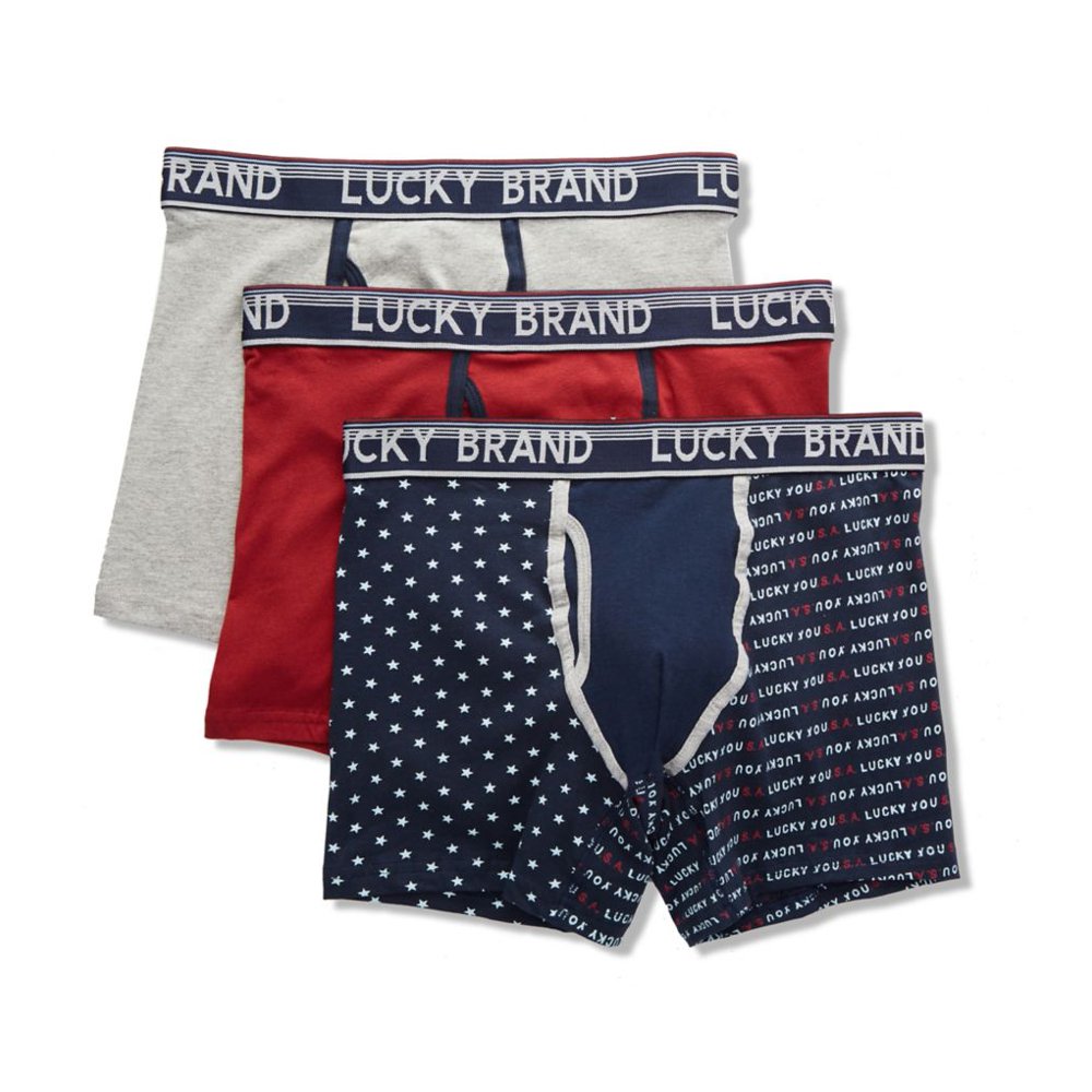 Lucky Men's Lucky 201PB07 Cotton Stretch Boxer Briefs 3 Pack (Grey