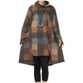 thumbnail image 2 of Women's Checked Plaid Tunic Tops Turtleneck Shirt Dress with Pockets Yellow XL, 2 of 5