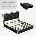 thumbnail image 3 of SIBEDS LED Bed Frame with 2 Storage Drawers Pockets and PU Leather Black Tufted Headboard, Queen, 3 of 8