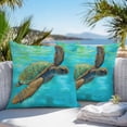 thumbnail image 4 of Abstract Turtle Outdoor Pillow Covers Pack of 2 Watercolor Teal Decoration Waterproof Throw Pillow Covers Decorative Cushion Cases for Patio Garden Tent Balcony Couch 16x16 inch, 4 of 8