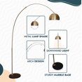 thumbnail image 4 of Leisuremod Arco Mid-Century Modern Arched Floor Lamp 75.6" Height with Black Round Marble Base and Metal Dome Lamp Shade for Living Room and Bedroom, 4 of 13