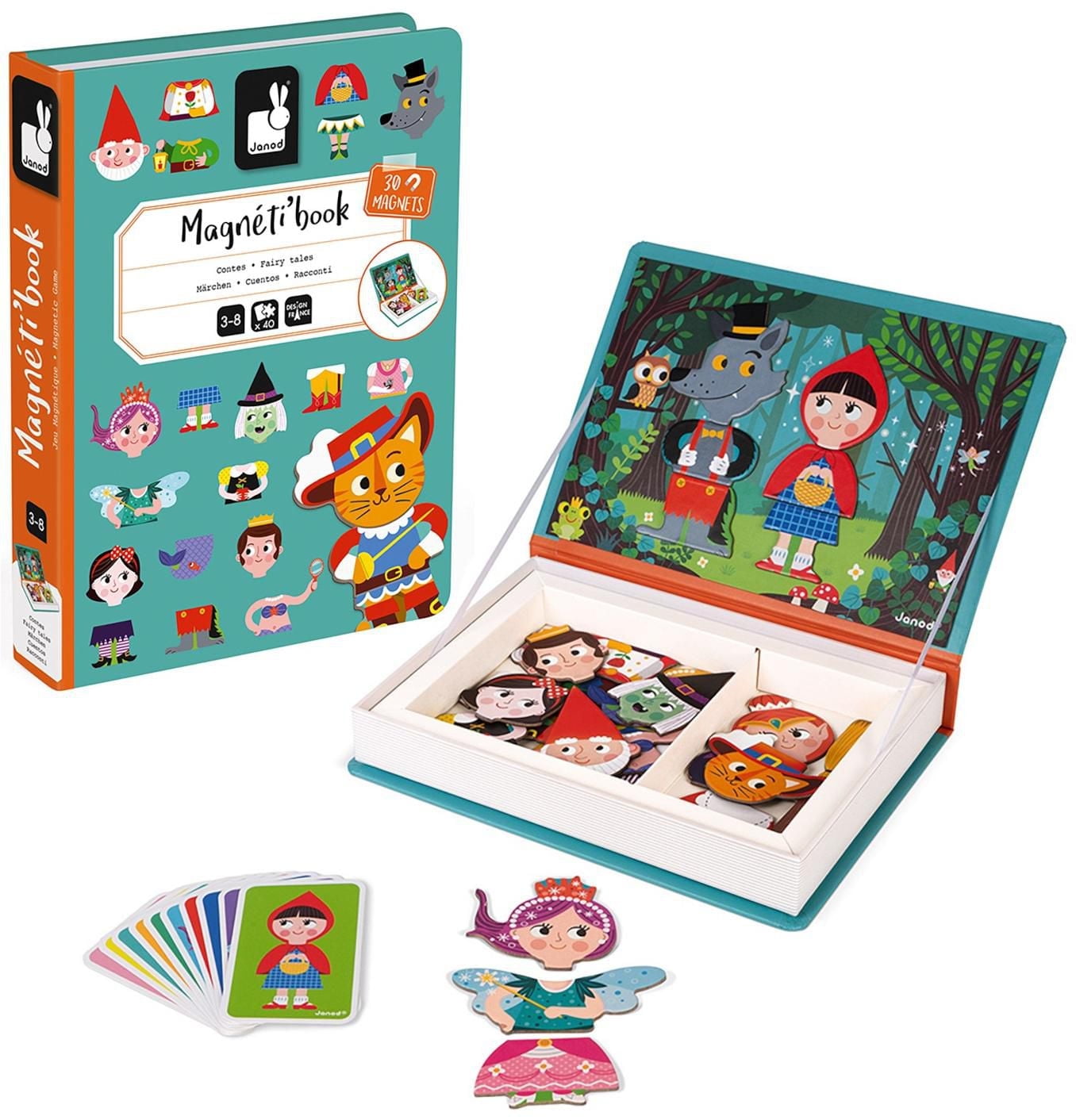 Janod • Magneti’Book Contes de Fées • 3 à 8 Ans • Jeu Éducatif Magnétique pour Enfants et Tout-Petits • J02588