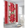 thumbnail image 3 of Red Poinsettia Christmas Shower Curtain Set, Waterproof Shower Curtains for Bathroom, Xmas Botanical Floral Modern Art Washable Fabric Cloth Bath Curtain for Bathtub with Hooks 60x72 Inches, 3 of 6