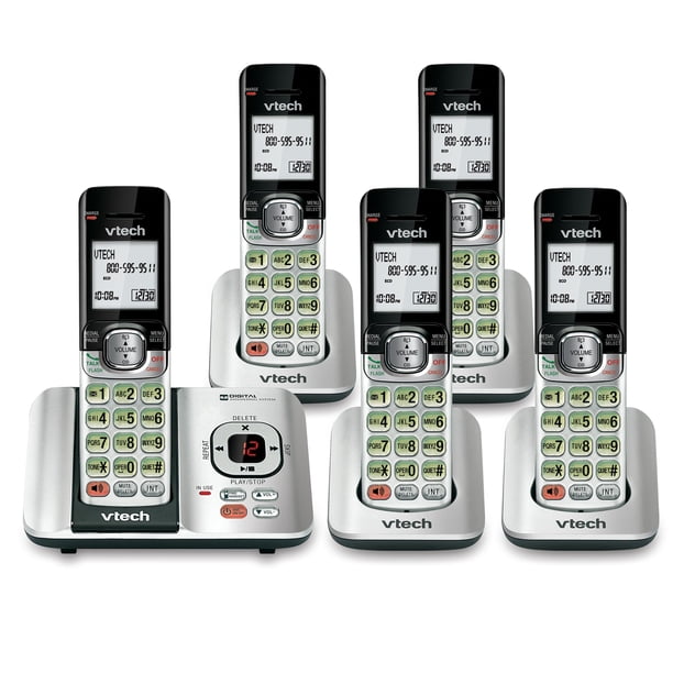 Teléfono inalámbrico VTech CS6529-5 DECT 6.0 de 5 auriculares con contestador