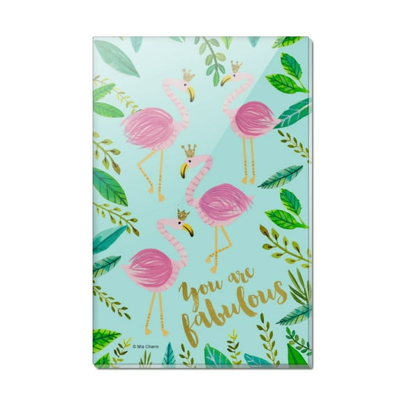 You are Fabulous Flamingos Princesses Crowns Rectangle Acrylic Fridge Refrigerator Magnet