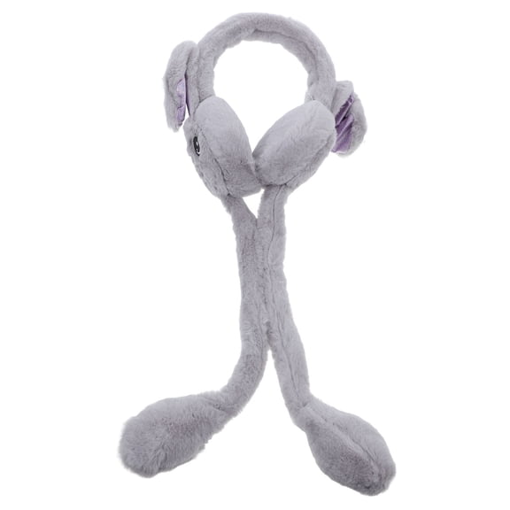 LOLIPPYY 1Pack Rabbit Ears Headband Grey Plush Warmth for Girls and Women