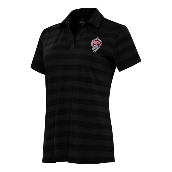 Women's Antigua Black Colorado Rapids Tunnel Polo
