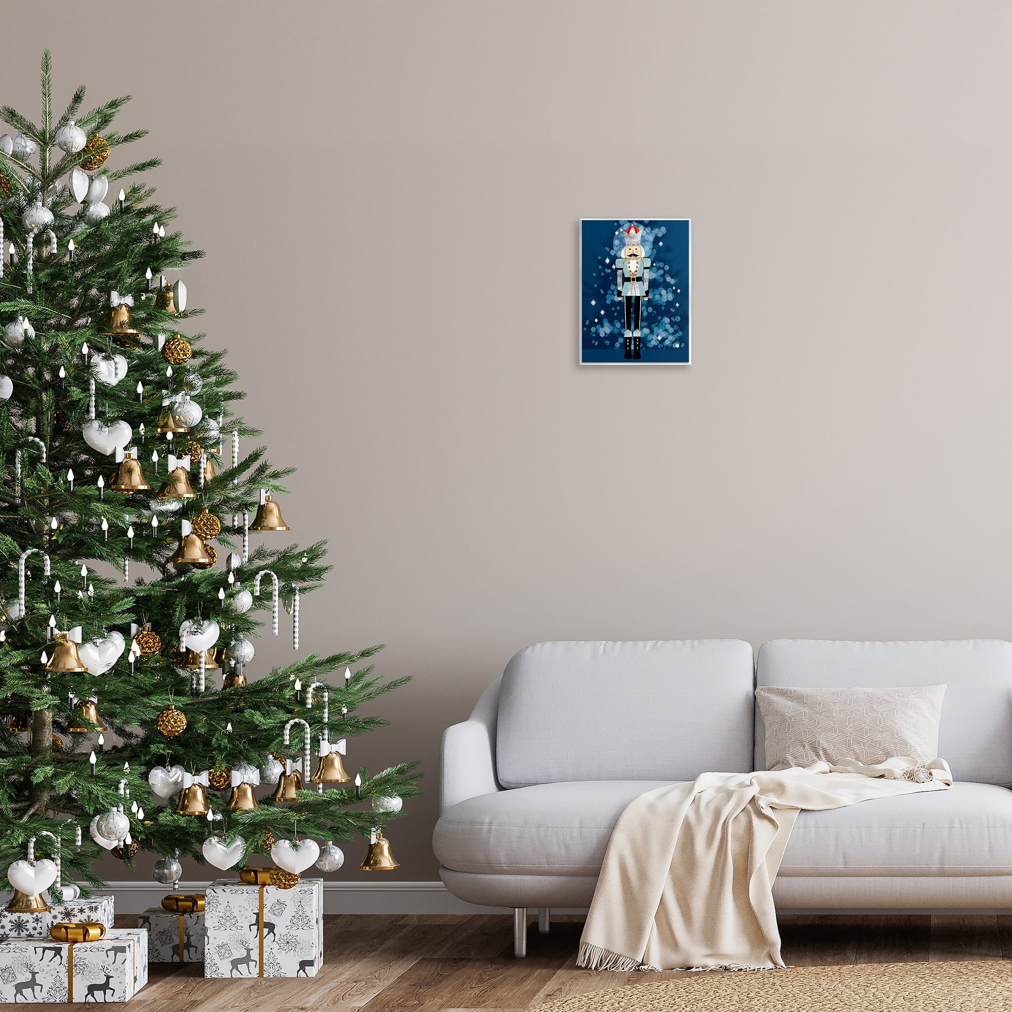 Stupell Industries Blue Holiday Nutcracker Holiday Painting Unframed Art Print Wall Art, 11 x 14