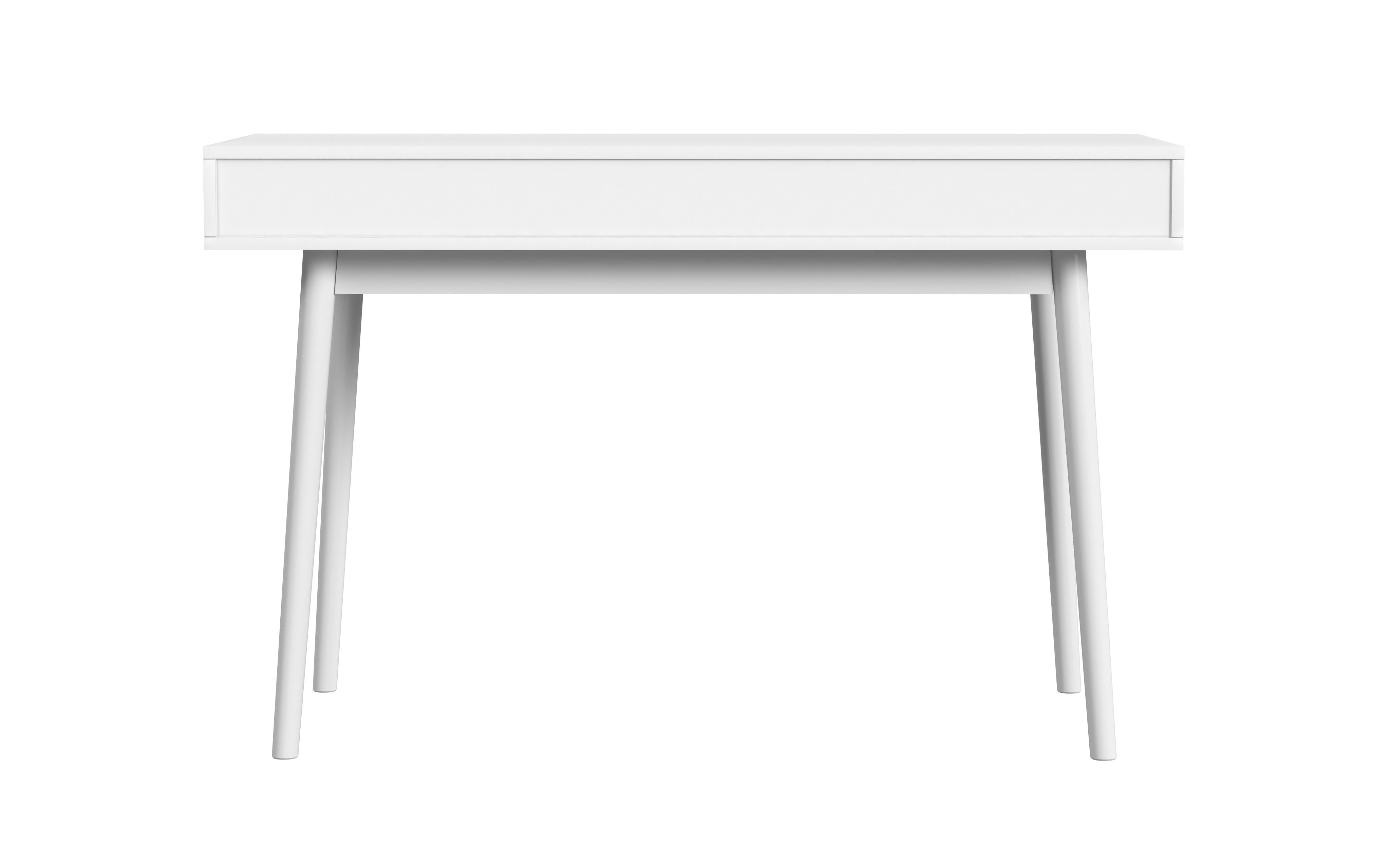 Linon Campton 2-Drawer Mid Century Writing Desk, 47" Wide, White and Natural Finish