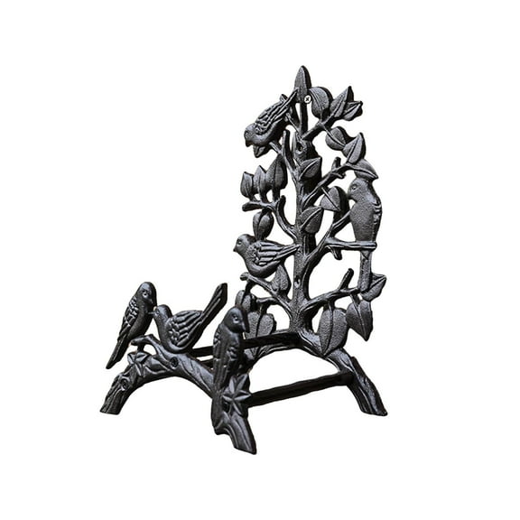 Heavy Duty Cast Iron Garden Hose Holder - Wall Mounted Outdoor Water Hose Hanger Organizer for 50/75/100FT Hoses - Decorative Retro Style Metal Rack with Easy Installation (Black Finish)