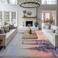 thumbnail image 3 of 5'x7' Area Rugs for Living Room Bedroom, Pink Winter Landscapes Washable Rug Carpet Runner Indoor Outdoor, Nature Snow Forest Sunset Non Slip Floor Mats Area Rug for Kitchen, Nursery, 3 of 8