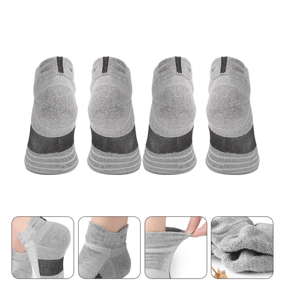 PTOOTP 2 Pairs Men's Grey Athletic Socks, 100% Cotton Breathable Sports Socks for Running, Gym, Daily Comfort, Size 10-13