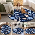 thumbnail image 6 of Summer Watercolor Style Round Living Room Rugs 4 ft, Blue Ocean Brown Shell Nautilus Washable Area Rug with Non-Slip Sturdy Edge Binding Round Carpet for Entryway Kitchen Bedroom Bathroom, 6 of 9