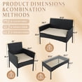thumbnail image 2 of Junkai 4 Piece PE Rattan with Soft Cushions Outdoor Conversation Sets with Loveseat and Table, Gray/Gray, 2 of 7