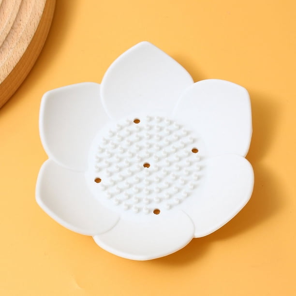 Bandeja de vaporizador de ducha de loto, jabonera de silicona, paquete de 2 Bandeja de vaporizador de ducha con forma de flor de loto Soporte de jabón de barra autodrenante pequeño