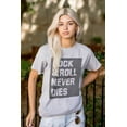 thumbnail image 3 of Rock N Roll Never Dies Metal Hardcore Plus Size Crewneck Graphic Tee Shirt Brisco Brands 2X, 3 of 5