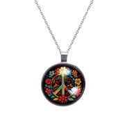Peace symbol Glass Circular Pendant Necklace - Beautiful Handcrafted Jewelry Piece for Women